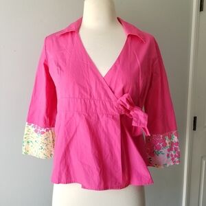 Vintage Lilly Pulitzer Pink Wrap Top Blouse 0